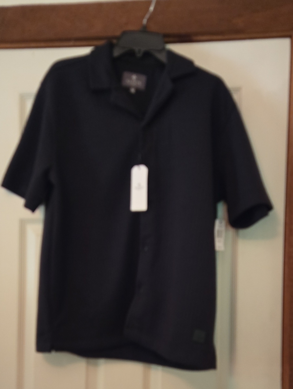 Saints Studio Classic Men's Short-Sleeve Button Shirt Black. Nwt. Sz M.